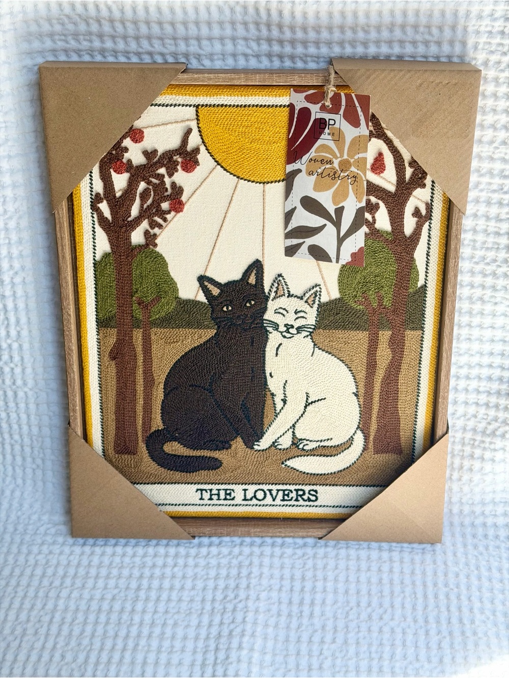 BP Home The Lovers Cats Embroidered Wall Art Retro Tarot Dopamine Decor 12x15